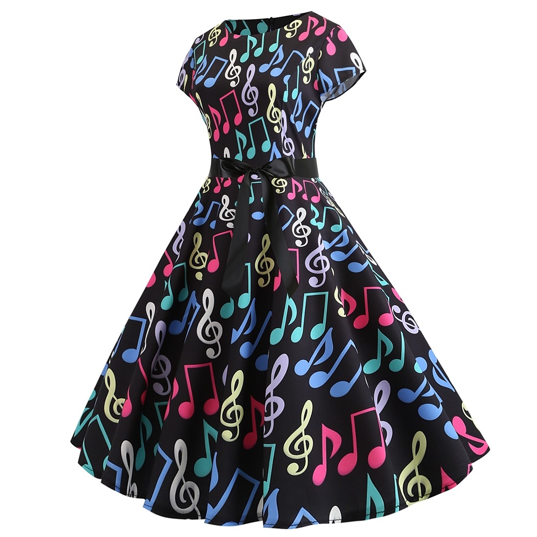 Retro Vintage 1950er Urlaubskleid Flapper Kleid Swing-Kleid Musiknoten Damen Maskerade Alltagstauglich Junggesellinnenabschiedsparty Erwachsene Kleid Abschlussballkleider 2025 - $27.99 –P19