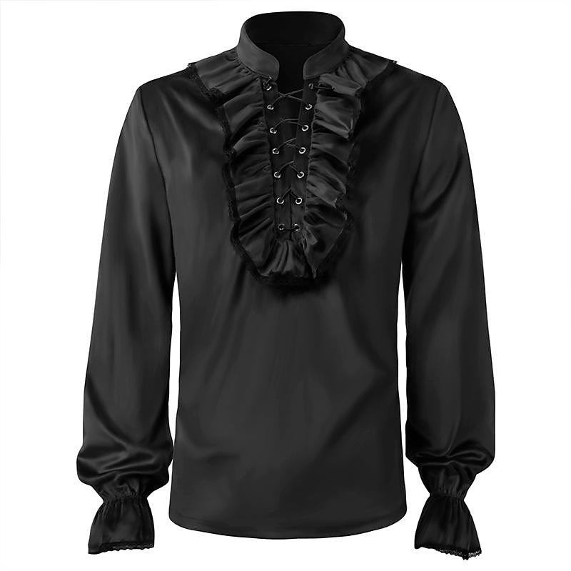 Retró Középkori Reneszánsz Blúz / Ing Ren Faire Vámpírok Lovag Egyszínű Férfi Kalóz Fantasy királyi Álarcos mulatság Felnőttek Blúz 2025 - $44.99 –P1