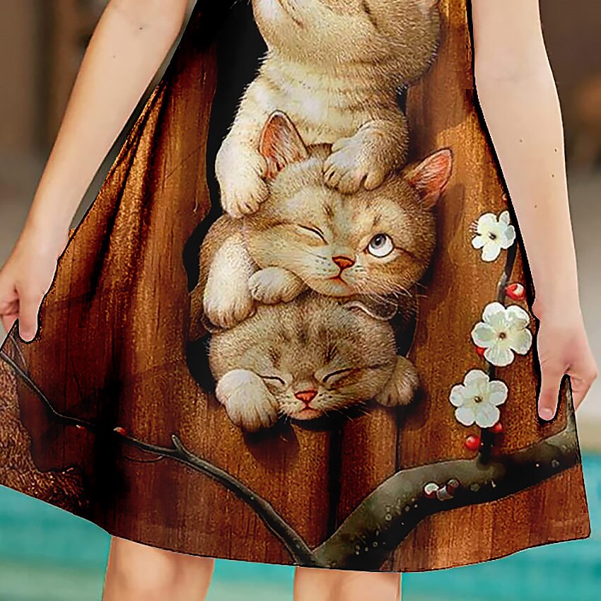 שמלת ילדות קטנות חד קרן חיה קו שמלה יומית הדפסת טלאים לחופשה ורוד מעל הברך שמלות מתוקות שרוולים קצרים קיץ רפויה 3-12 שנים 2025 - $15.99 –P3