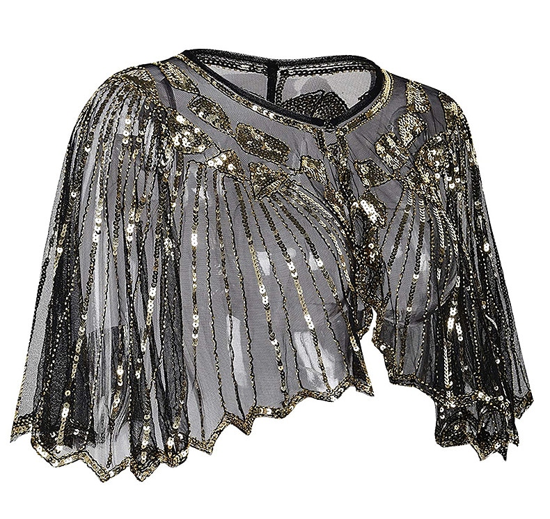 Goldene Zwanziger 1920er Retro Vintage Flapper-Schals Der große Gatsby Hochzeitsgast Pailletten Kostüm Damen Hochzeit Hochzeitsgast Party-Abendmode Erwachsene Schal 2026 - $35.99 –P6