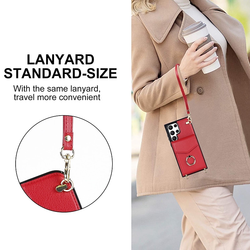 Phone Case For Samsung Galaxy S25 S24 S23 S22 S21 FE S21 Ultra Plus A14 A54 A73 A33 Handbag Purse Wallet Case Ring Holder Anti-theft with Removable Cross Body Strap TPU PU Leather 2025 - $20.99 –P5