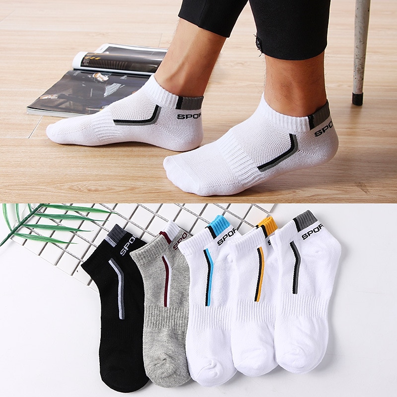 2 pares de calcetines para hombre calcetines tobilleros con estampado de letras y rayas calcetines para correr bloque de color de moda casual diario medio primavera, verano, otoño, invierno elegante tradicional clásico 2026 - $5.49 –P2