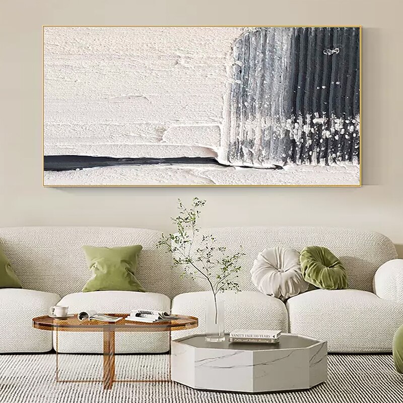 Oil Painting Handmade Hand Painted Wall Art  Black-White Abstract Canvas Painting Home Decoration Decor Stretched Frame Ready to Hang 2026 - $219.99 –P7