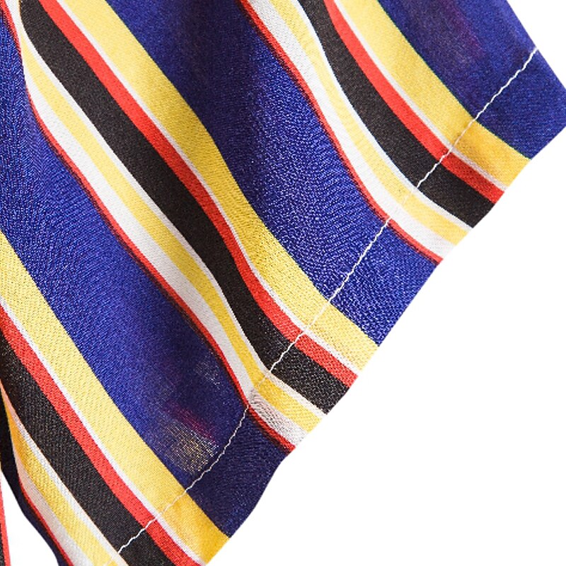 Voor heren Overhemd Zomer overhemd Normaal shirt Overhemd met knopen Gestreepte shirts Geel Blauw Rood Donkerblauw Korte mouw Gestreept Band Kraag Vakantie Straat Afdrukken Kleding 100% katoen 2025 - $21.99 –P15