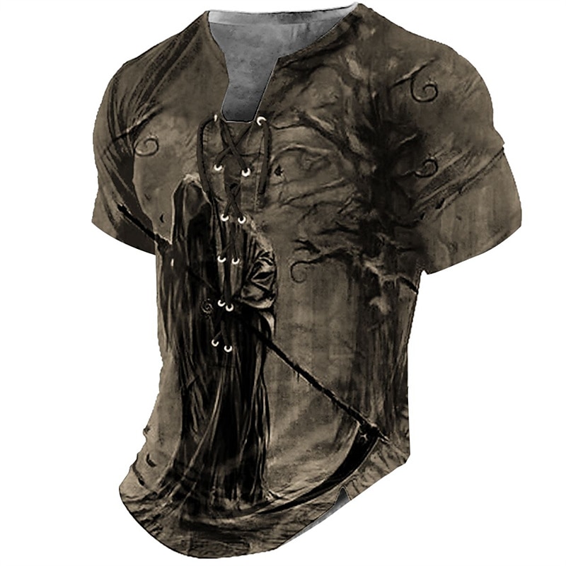 Halloween Style Print Mens Casual Short Sleeve Shirt Mens Shirt