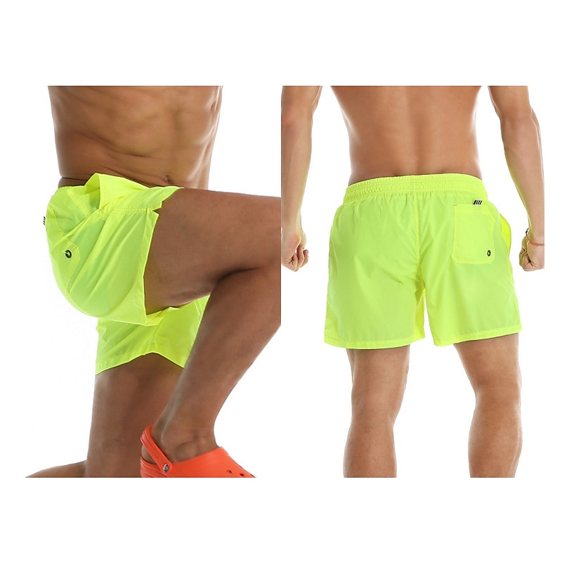 Men's Board Shorts Swim Shorts Swim Trunks Summer Shorts Beach Shorts Drawstring Elastic Waist Plain Quick Dry Short Daily Holiday Hawaiian Boho Black Yellow Micro-elastic 2025 - $18.99 –P4