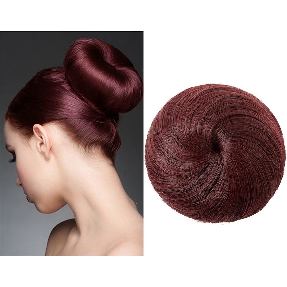 zwarte knot haarstukken voor vrouwen meisjes dame trekkoord nep ballet bun extensions synthetische opgestoken donut chignon uit één stuk 2025 - $18.99 –P13