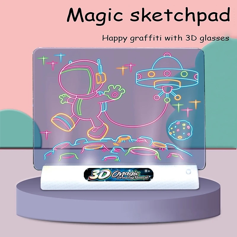 3d fluorescerande rittavla magisk lysande tredimensionell skrivtavla graffiti tavla lätt pussel barn ritbord 2025 - $30.99 –P4
