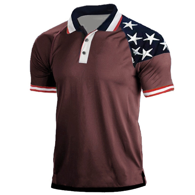 Per uomo Stella Veterani Patriottico Polo Maglia da golf Manica Corta Camicia Collo ripiegato Quotidiano Spiaggia Stampa 3D Bianco Vino Blu Reale Verde scuro Nero 3D Bottonato Abbigliamento Moda del 2026 a $23.99 –P4