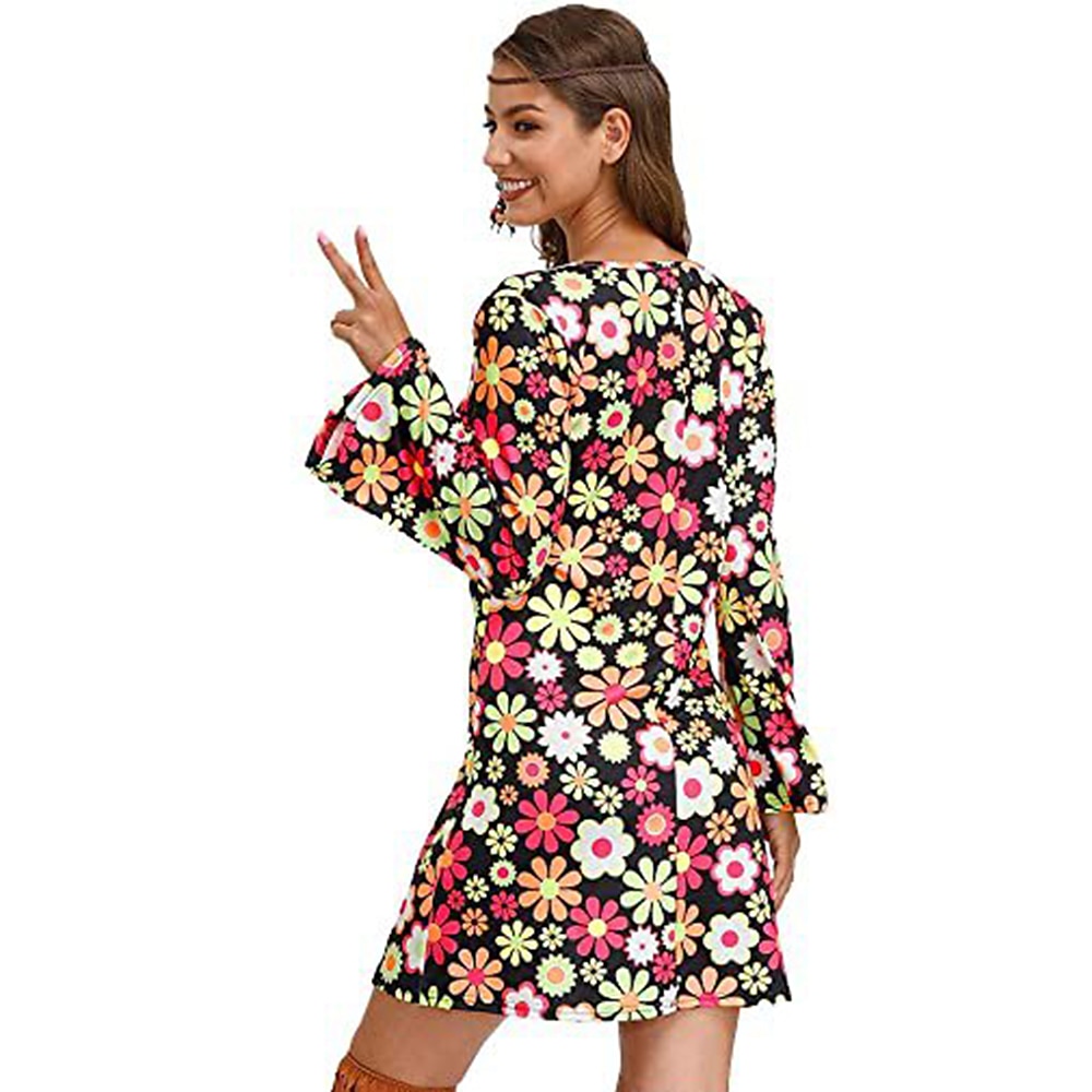 Retro Vintage 1970s Disco Dress Flare Cuff Sleeve Hippie Printing Women's Masquerade Party & Evening Pride Parade Pride Month Adults' Dress 2025 - $21.99 –P15