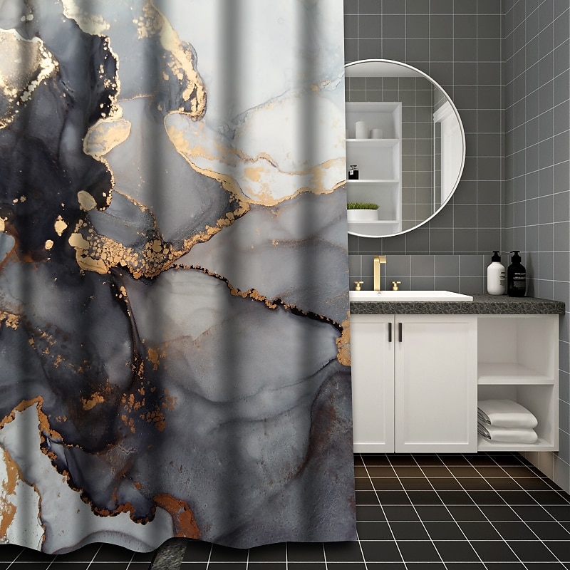Shower Curtain with Hooks 180cm*180cm(70"*70") Polyester Washable Waterproof Marble Abstract Pattern 2025 - $25.99 –P8
