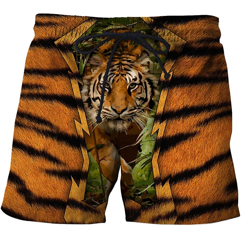 Men's Tiger Letter Swimming Trunks Board Shorts Swim Shorts Mid Waist Hawaiian Boho Outdoor Holiday Going out Pocket Drawstring Elastic Waist Designer Clothing Apparel 2025 - $19.99 –P10