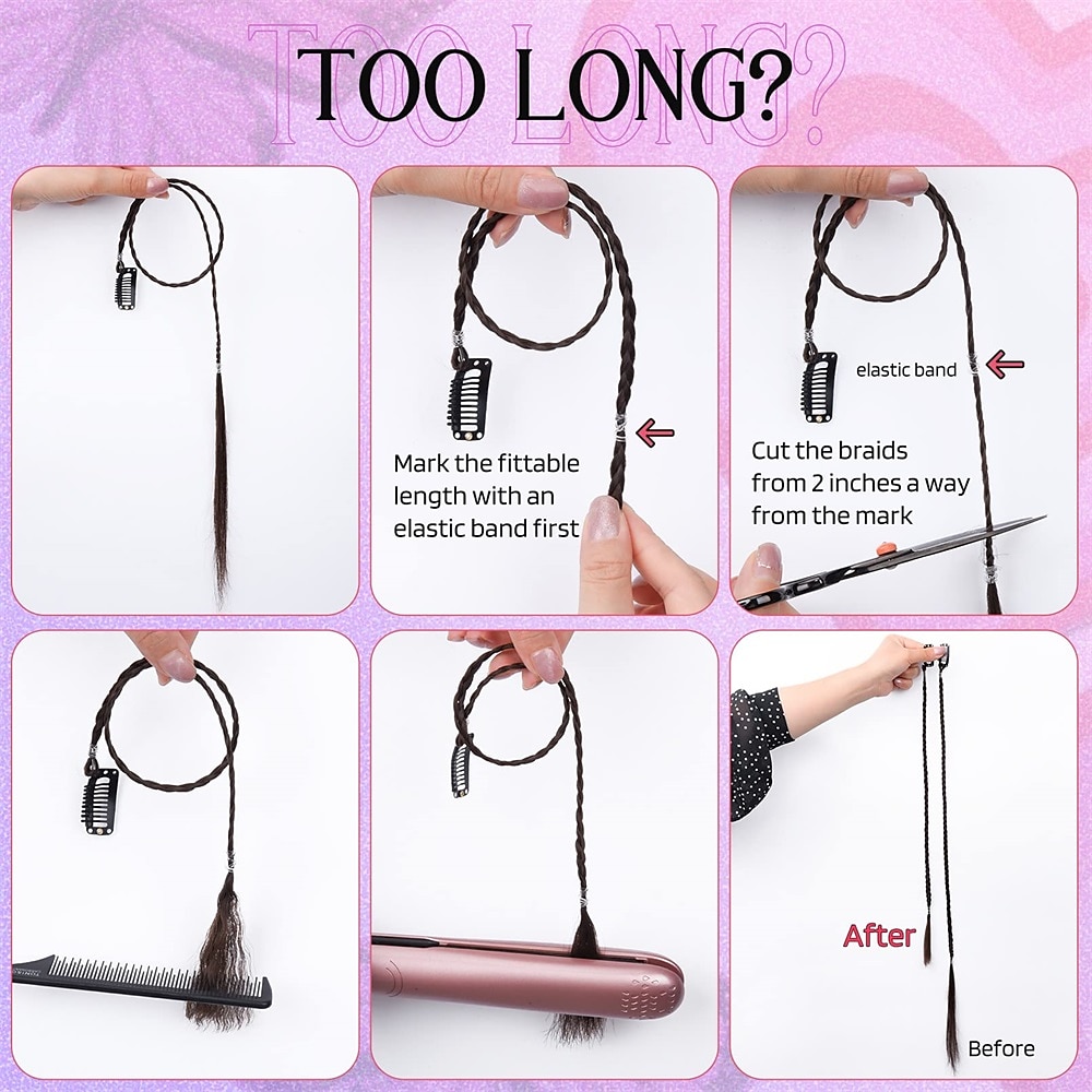 Braid Hair Extensions 4 PCS Baby Braids Front Side Bang Curtain Bang Clip in Hair Extensions Long Braided Hair Piece Natural Soft Synthetic Hair for Women Daily Wear 20 Inch Cool Light Blonde 2025 - $17.49 –P5