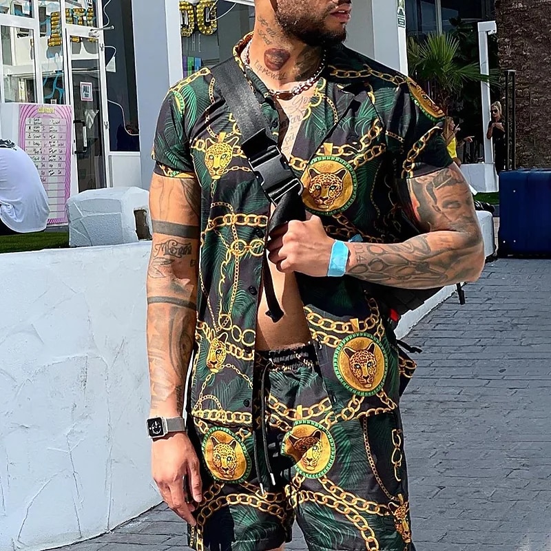 Camisa Con Cadenas Hombre De Vestir Camisas Con Estampado De