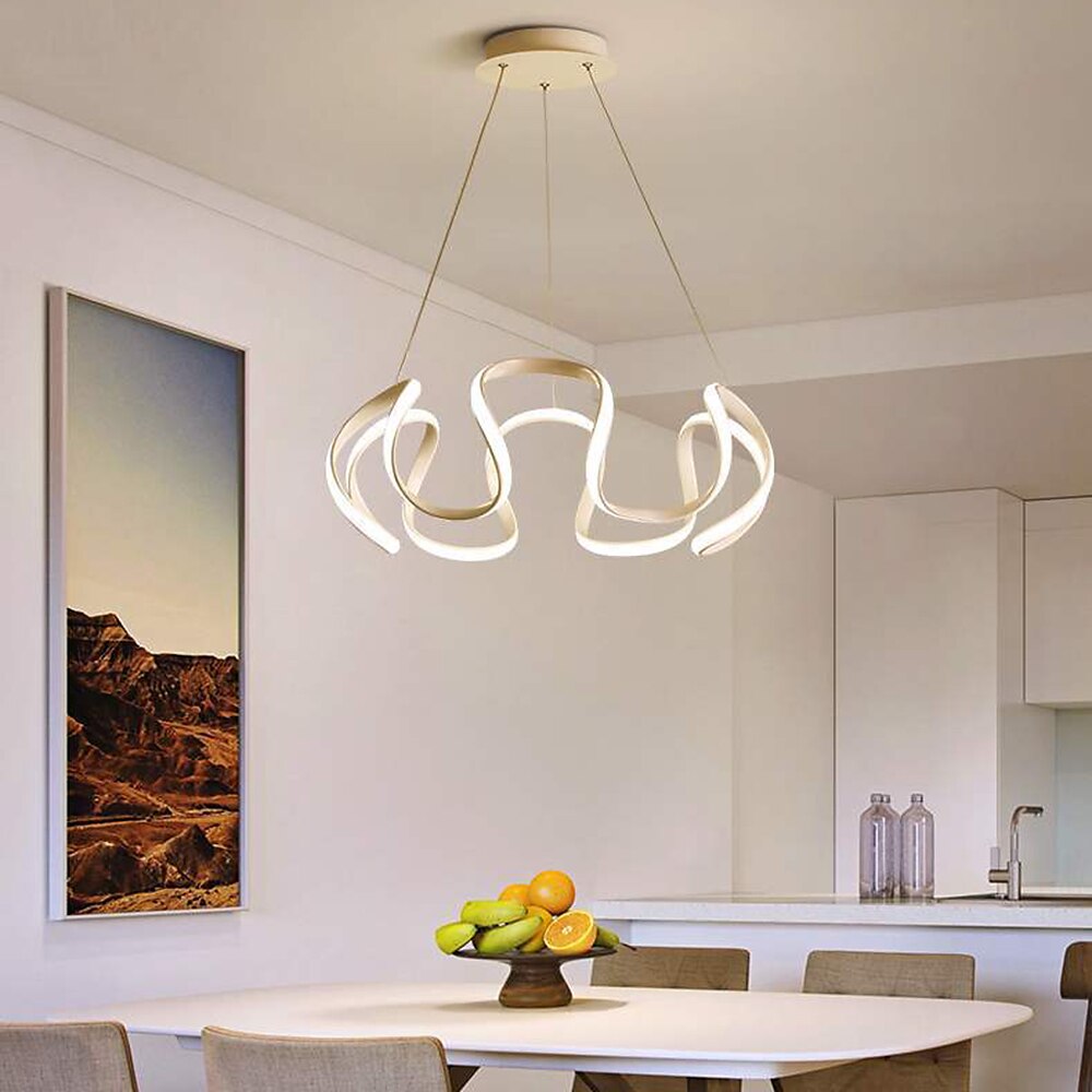 led pendellys 50cm 1-lys ring sirkeldesign dimbar aluminiumslakkert finish luksuriøs moderne stil spisestue soverom pendellamper 110-240v kun dimmes med fjernkontroll 2025 - $249.99 –P5