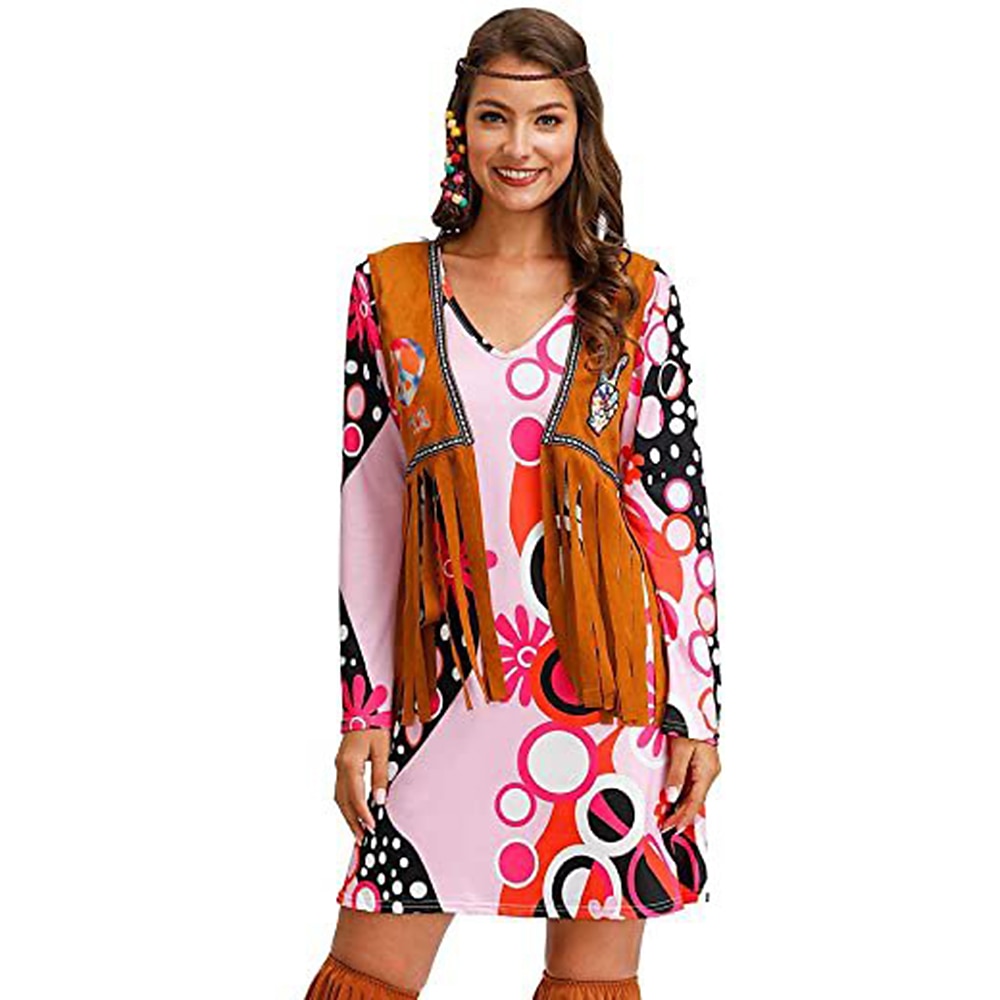 Retro Vintage 1970s Disco Dress Flare Cuff Sleeve Hippie Printing Women's Masquerade Party & Evening Pride Parade Pride Month Adults' Dress 2025 - $21.99 –P7