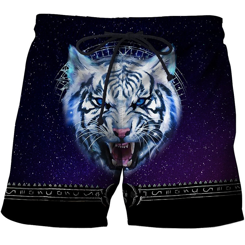 Men's Tiger Letter Swimming Trunks Board Shorts Swim Shorts Mid Waist Hawaiian Boho Outdoor Holiday Going out Pocket Drawstring Elastic Waist Designer Clothing Apparel 2025 - $19.99 –P6