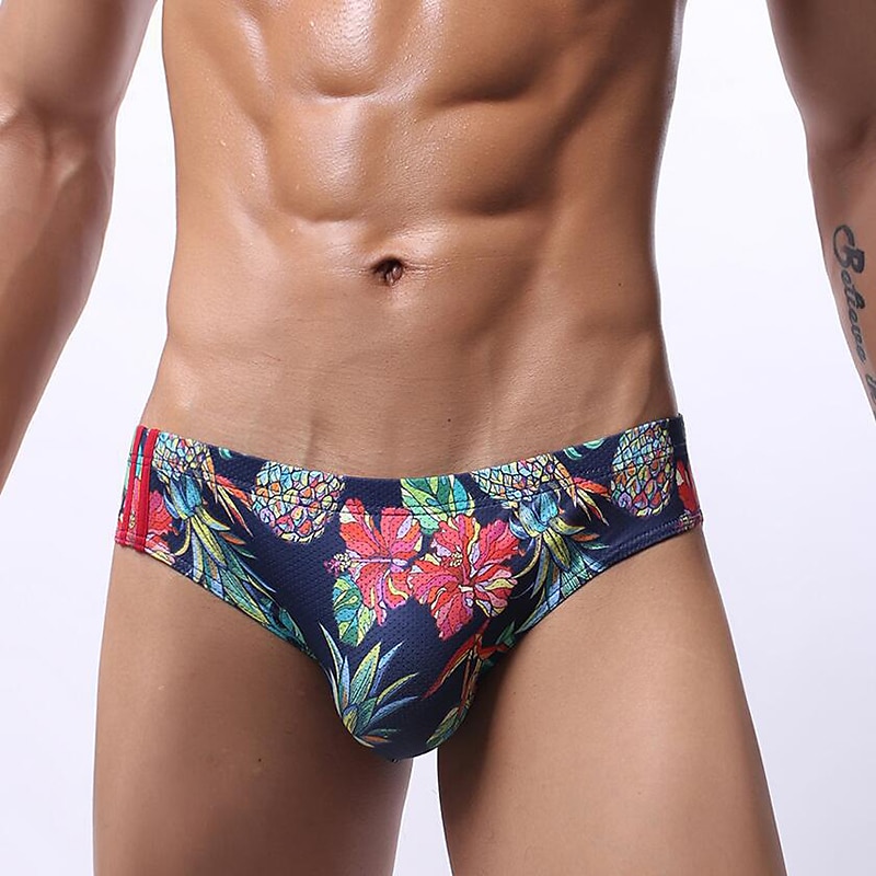 Férfi 3 csomag Bugyik Spandex Mosható Kényelmes Nyomtatott Alacsony derekú Fehér+Sárga Kék piros 2025 - $18.99 –P11