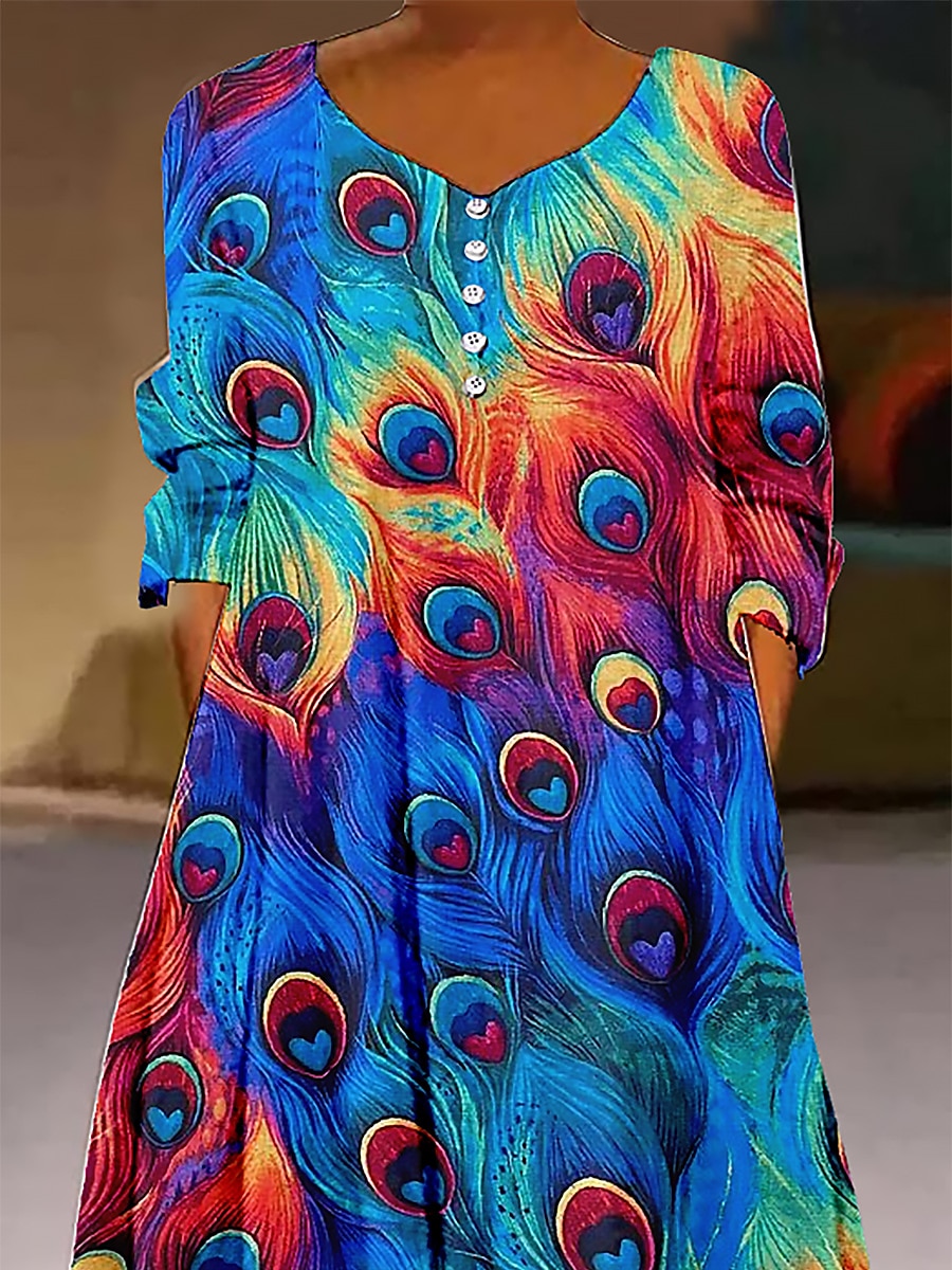 Peacock feather maxi top dress