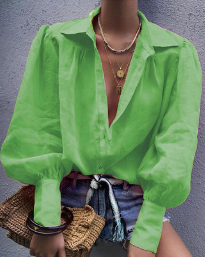 Femme Chemise Chemisier Plein Vêtement de rue Décontractées manche longue Col de Chemise Hauts réguliers Bureau Travail Entreprise Boutons Noir Blanche Rose Claire Orange Vert Printemps Automne de 2025 ? $21.99 –P5