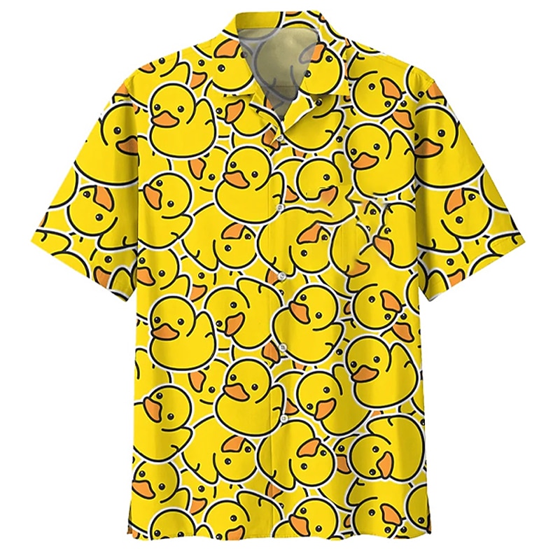Men's Animal Duck Shirt Summer Hawaiian Shirt Aloha Shirt Short Sleeves Shirt Turndown Fashion Designer Casual Outdoor Street Casual Black Yellow Red 3D Print S M L 2025 - $24.99 –P7