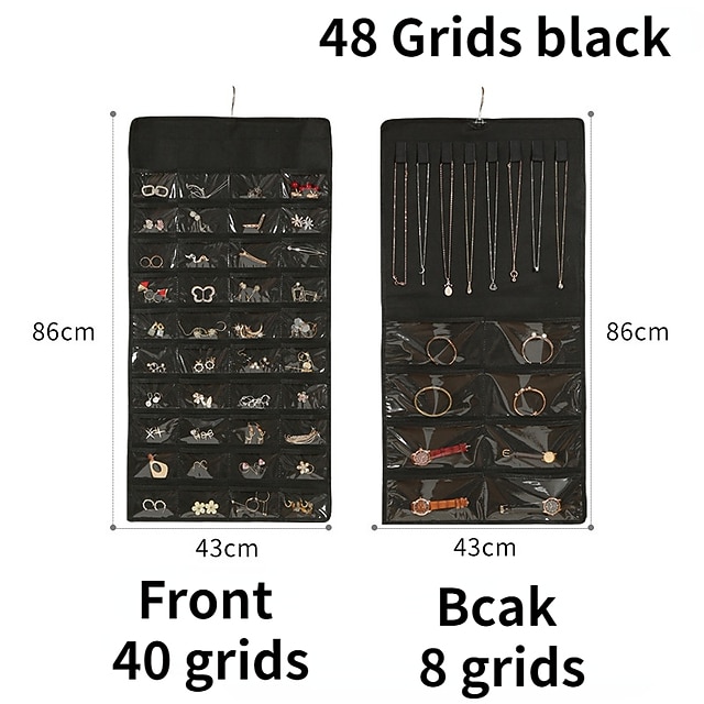 48grids hengende smykker oppbevaring øredobber halskjede armbånd hengende gjennomsiktig veske med rom holder organisator 2026 - $19.99 –P6