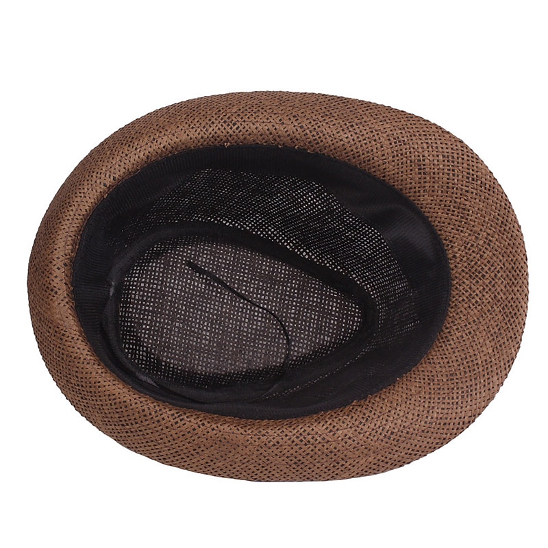 Herr Kentucky Derby Hat Halmhatt Solhatt Fedora Trilby hatt Svart Brun Polyester Flätad Streetwear Stylish 1920-talets mode Dagligen Friluftskläder Helgdag Slät Solskyddskräm Mateial som andas 2025 - $15.49 –P6