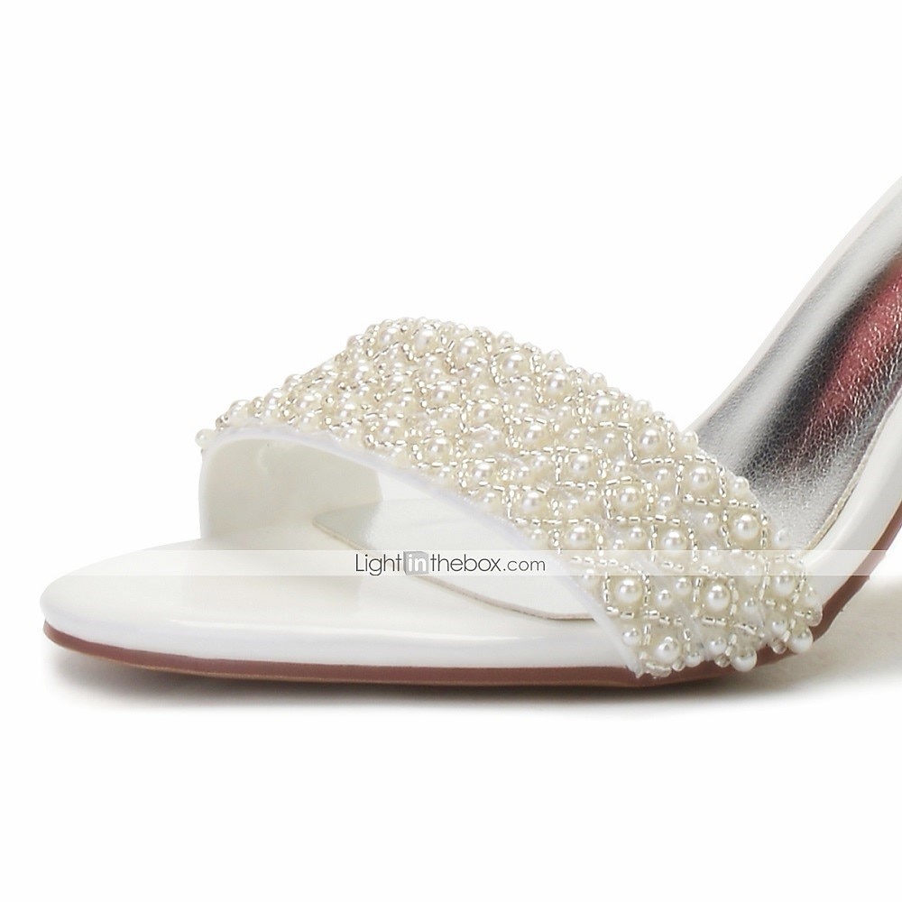 Per donna scarpe da sposa Stiletto Scarpe Bling Bling Scarpe da sposa Quadrato Occhio di pernice Vintage Similpelle Bianco Avorio del 2026 a $54.99 –P6