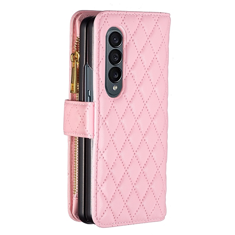 телефон Кейс для Назначение SSamsung Galaxy Z-сгиб 6 Z Fold 5 Z Fold 4 Z Fold 3 Чехол Кошелек для карт Флип Молния Слоты для держателей карт Однотонный Геометрический рисунок ПК Кожа PU 2025 - $24.99 –P15