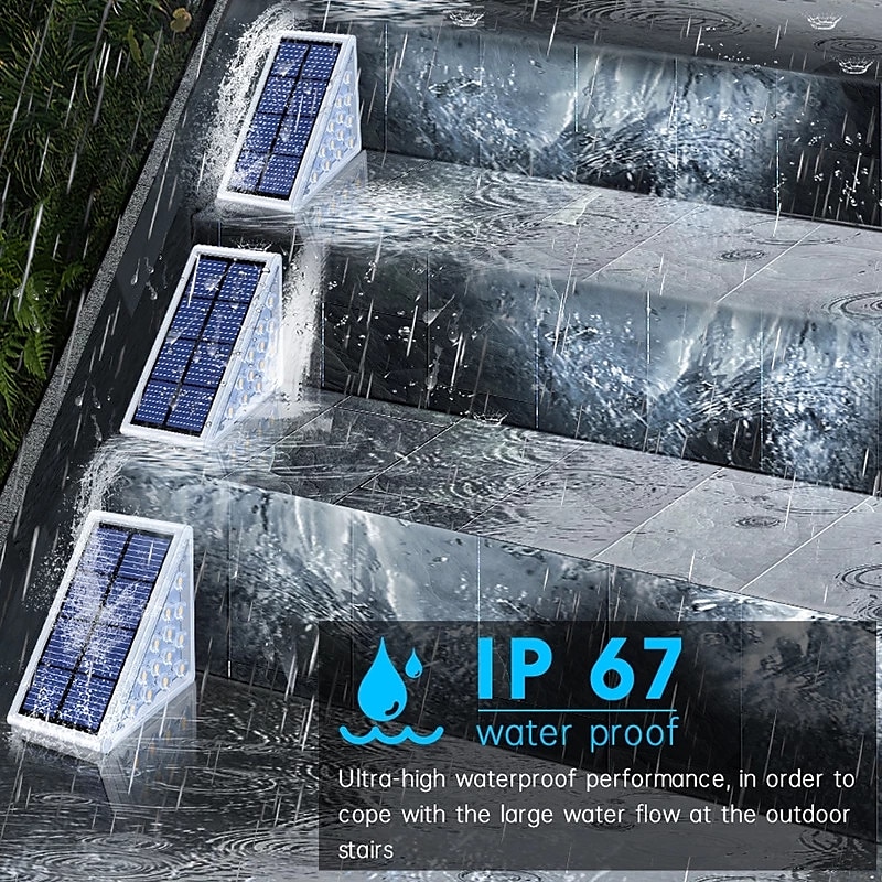 2pcs LED Groud Lights Solar Step Lights Outdoor Stair Lights LED Lens Design Super Bright IP67 Waterproof Anti-theft Stair Light Decor Lighting For Garden Deck Garden Lamp 2026 - $7.99 –P4