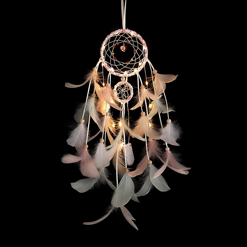 Capteur de rêves led plume lumière créative fée lampe tenture murale vacances décorations chambre famille mariage fête d'anniversaire bénédiction cadeau de 2025 ? $11.49 –P17