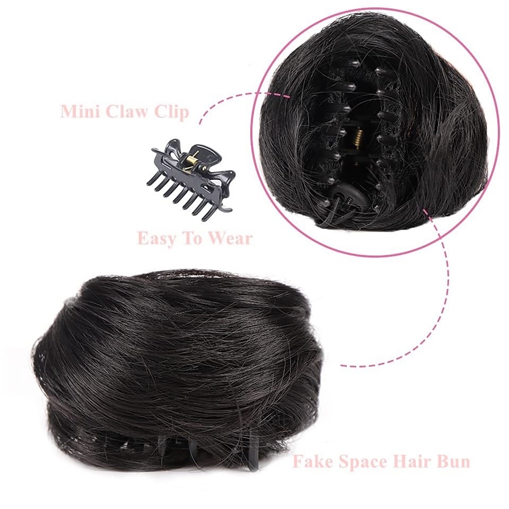 2Pcs Mini Claw Fake Space Hair Bun Clip in Messy Bun Synthetic Hair Chignon Donut Hair Bun Extensions Wig Accessory Ponytail Updo Hair Pieces for Women Girls and Kids 2025 - $16.49 –P5