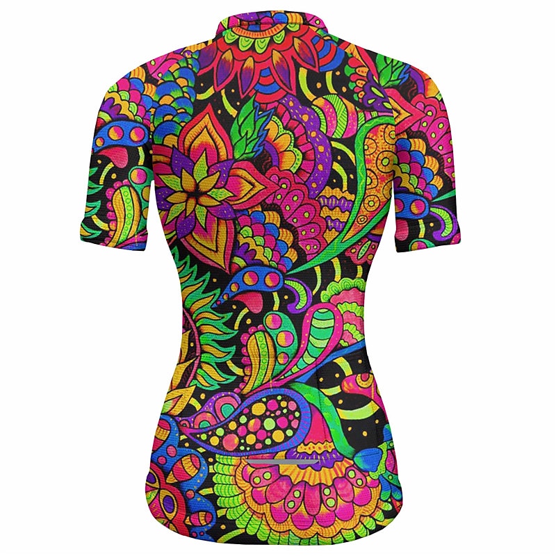 Women's Cycling Jersey Short Sleeve Bike Jersey Top with 3 Rear Pockets Mountain Bike MTB Road Bike Cycling Breathable Quick Dry Moisture Wicking Reflective Strips Yellow Pink Red Graphic Floral 2025 - $28.99 –P18