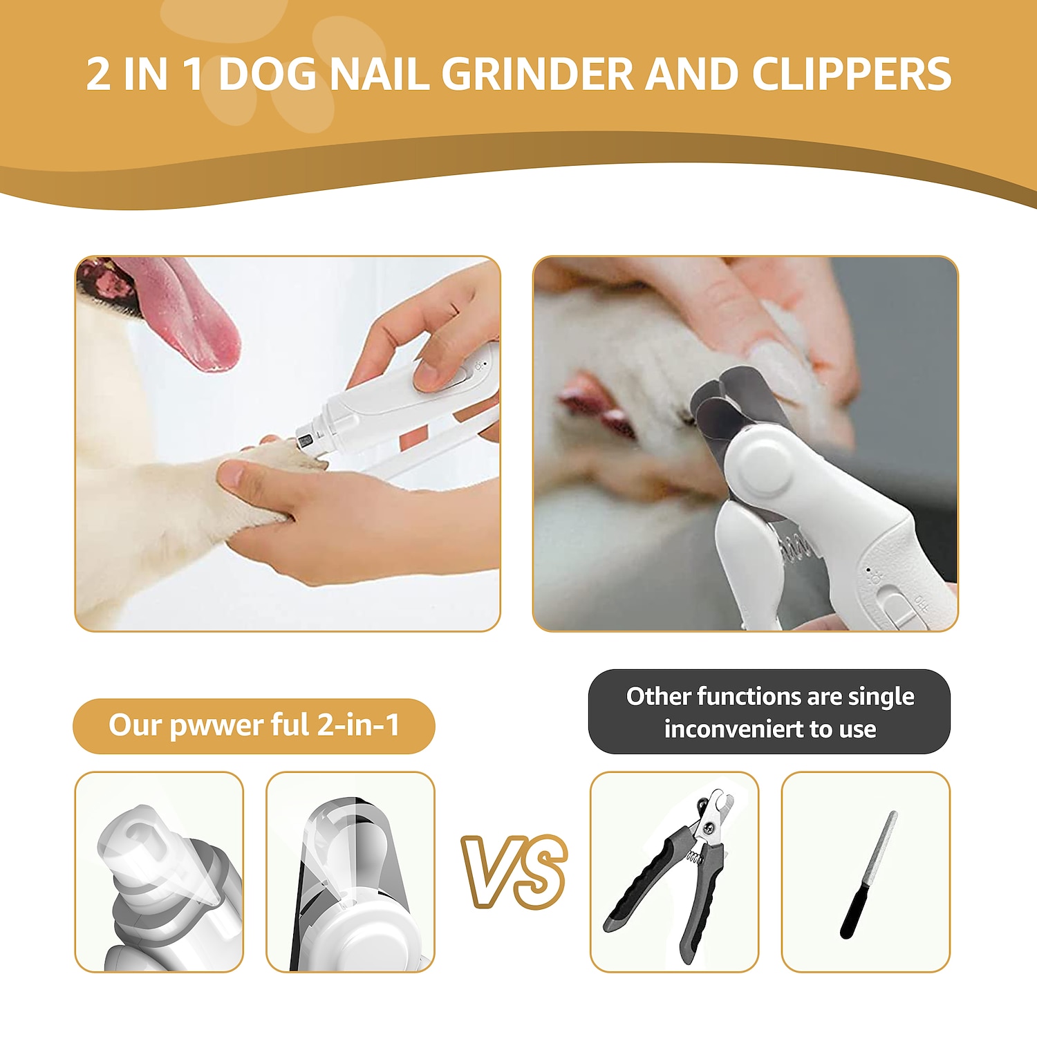 Meuleuses et coupe-ongles 2 en 1 pour chien avec 2 lumières LED et garde de sécurité meuleuse électrique rechargeable pour animaux de compagnie silencieux à faible bruit pour petits chiens et chats de de 2025 ? $34.99 –P2