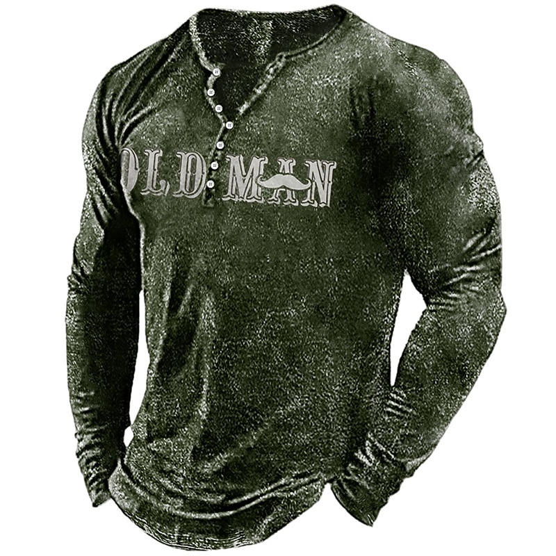 Herr Bokstav Grafiska tryck T-shirt Henleytröja Långärmad Het stämpling Designer Grundläggande Modernt Modernt Semester Gata Utekväll Vår & Höst Svart Rubinrött Marinblå Grön Armégrön Rund hals 2025 - $25.99 –P6