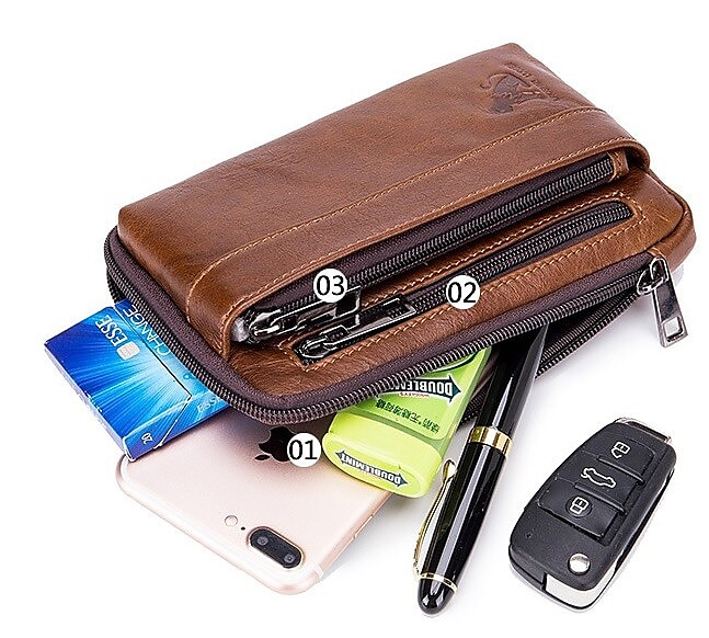 Genuine Leather Wallet Phone Men, Leather Mobile Phone Bag