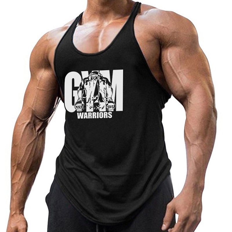 Per uomo Grafico Lettera Canotta Maglietta smanicata Canottiera Canotte con retro a vogatore Senza Maniche maglietta Collo a U Camicia Moda Muscolo Allenamento Quotidiano Vacanza Palestra Nero Bianco del 2026 a $15.99 –P4