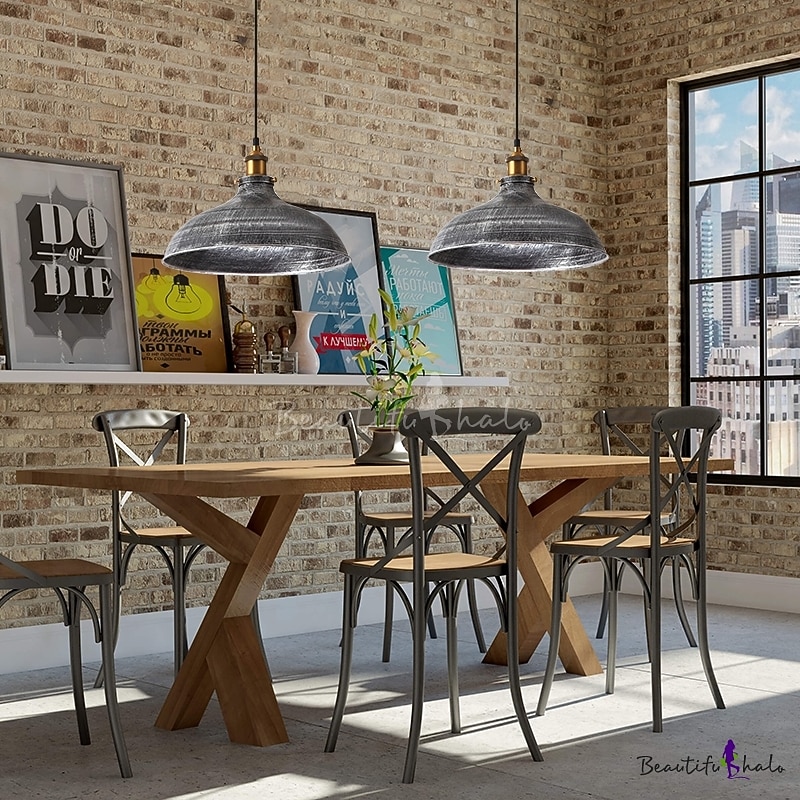 LED závěsné světlo závěsné stropní průmyslové kartáčované vintage stínidlo barové osvětlení, osvětlení restaurace starožitný kartáčovaný rustikální kov 2025 - $118.99 –P3