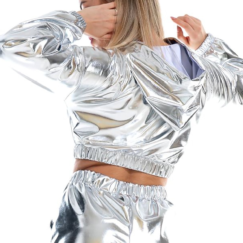 Danskostymer Exotiska danskläder Pole dance Topp Ren Färg Tvinning Dam Prestanda Träning Långärmad Polyester 2025 - $32.99 –P4