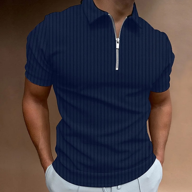 Men's Polo Shirt Golf Shirt Work Daily Wear Turndown Quarter Zip Short Sleeve Fashion Classic Style Plain Half Zip Quarter Zip Summer Regular Fit Light Blue Black White Navy Blue Light Grey Apricot 2025 - $18.99 –P4