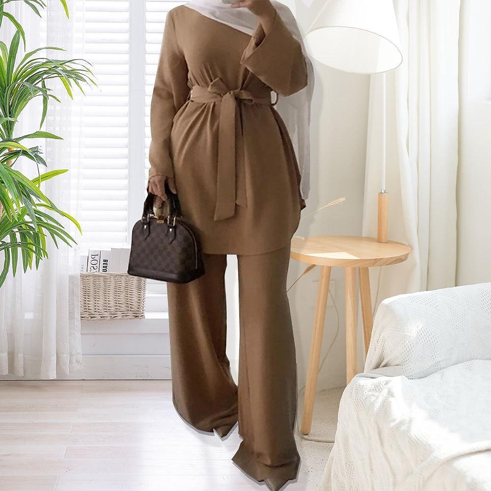 Ramadan Muslim Women Casual Outfits 2 PCS Blouse Tops Trousers Dubai Abaya  Sets | eBay