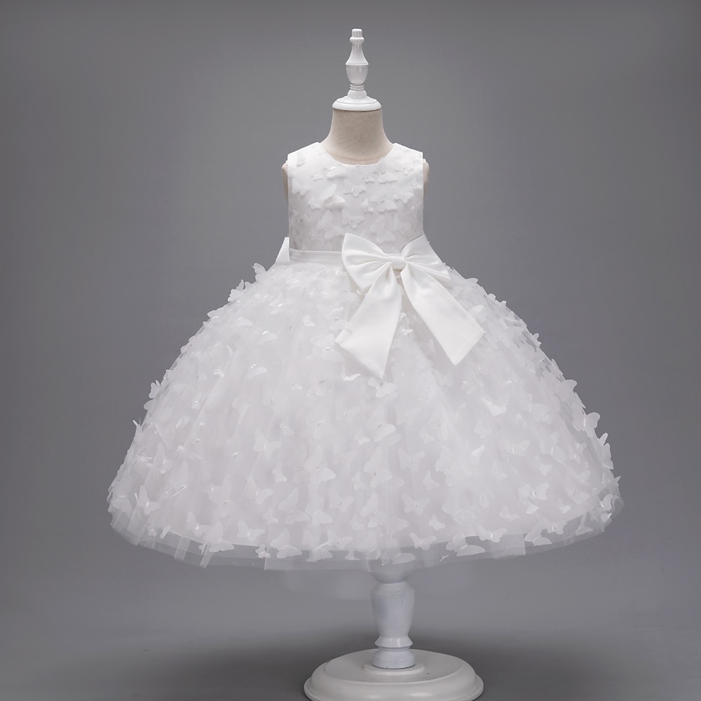 Kinderen Voor meisjes Bloemenmeisjesjurk Feestjurk Vlinder Mouwloos Bruiloft Feest Doopjurk Prinses Polyester Roze prinsessenjurk Bloemenmeisjesjurk Zomer 3-10 jaar Wit Champagne Blozend Roze 2026 - $49.99 –P1