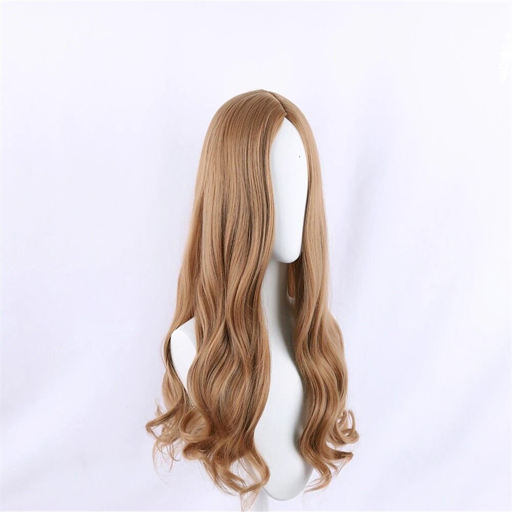 perruque synthétique megan m3gan bouclée partie médiane perruque faite à la machine longueur moyenne a1 cheveux synthétiques femmes fête facile à transporter mode perruques de carnaval marron de 2025 ? $21.99 –P4