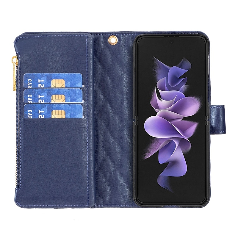 телефон Кейс для Назначение SSamsung Galaxy Z-сгиб 6 Z Fold 5 Z Fold 4 Z Fold 3 Чехол Кошелек для карт Флип Молния Слоты для держателей карт Однотонный Геометрический рисунок ПК Кожа PU 2025 - $24.99 –P8