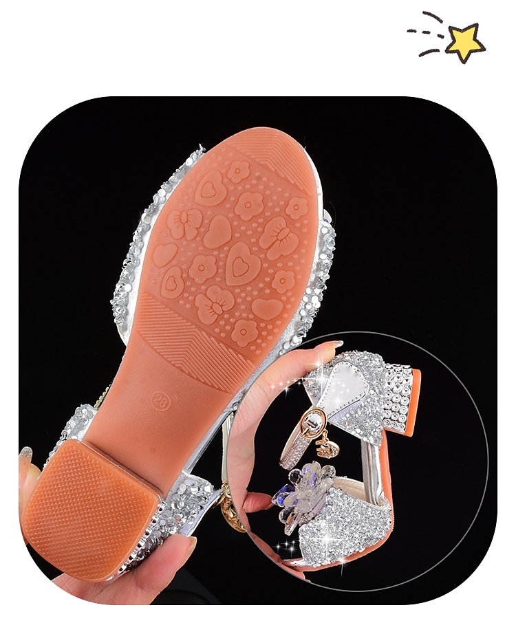 Girls' Glittery Flower Crystal Shoes – Rhinestone Open-Toe Dress Shoes with Low Heels for Parties or Weddings 2025 - $42.99 –P8