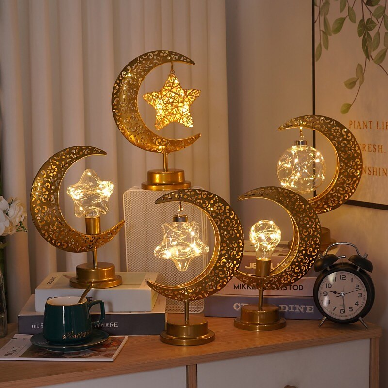 ramadan eid mubarak luci lampada da notte decorativa vacanza illuminazione musulmano ramadan festival led castello stella luna luce di notte casa decorazione camera da letto del 2025 a $18.49 –P4