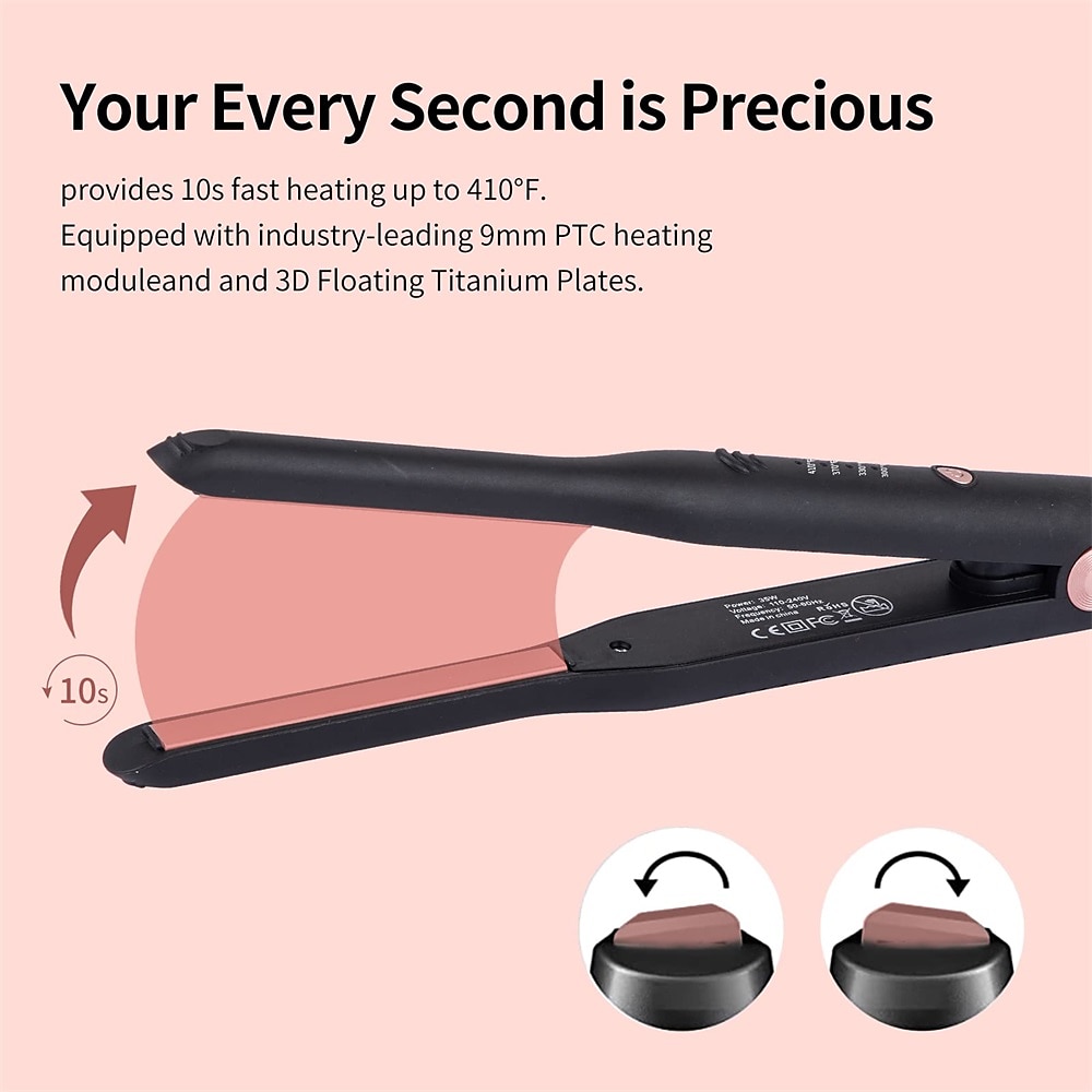 kleine stijltang voor randen potlood stijltang voor kort haar ＆ lang haar 3/10 inch kleine stijltang met instelbare temperatuurinstellingen＆ dubbele spanning met hittebestendige handschoenen 2025 - $39.99 –P4