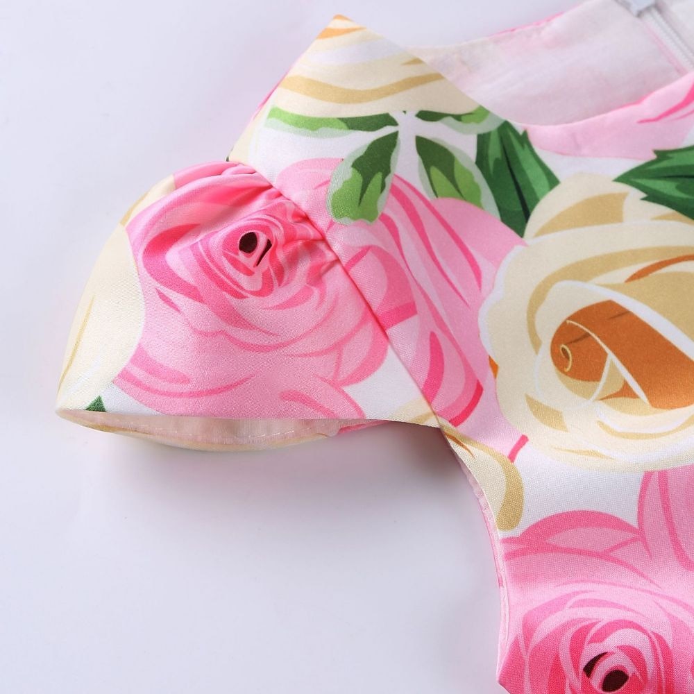 Kids Girls' Dress Flower Dress Flower Short Sleeve Anniversary Party Tie Knot Bow Adorable Princess Sweet Polyester Knee-length Skater Dress Pleat Dress Floral Dress Summer Spring 4-13 Years 2026 - $26.99 –P11