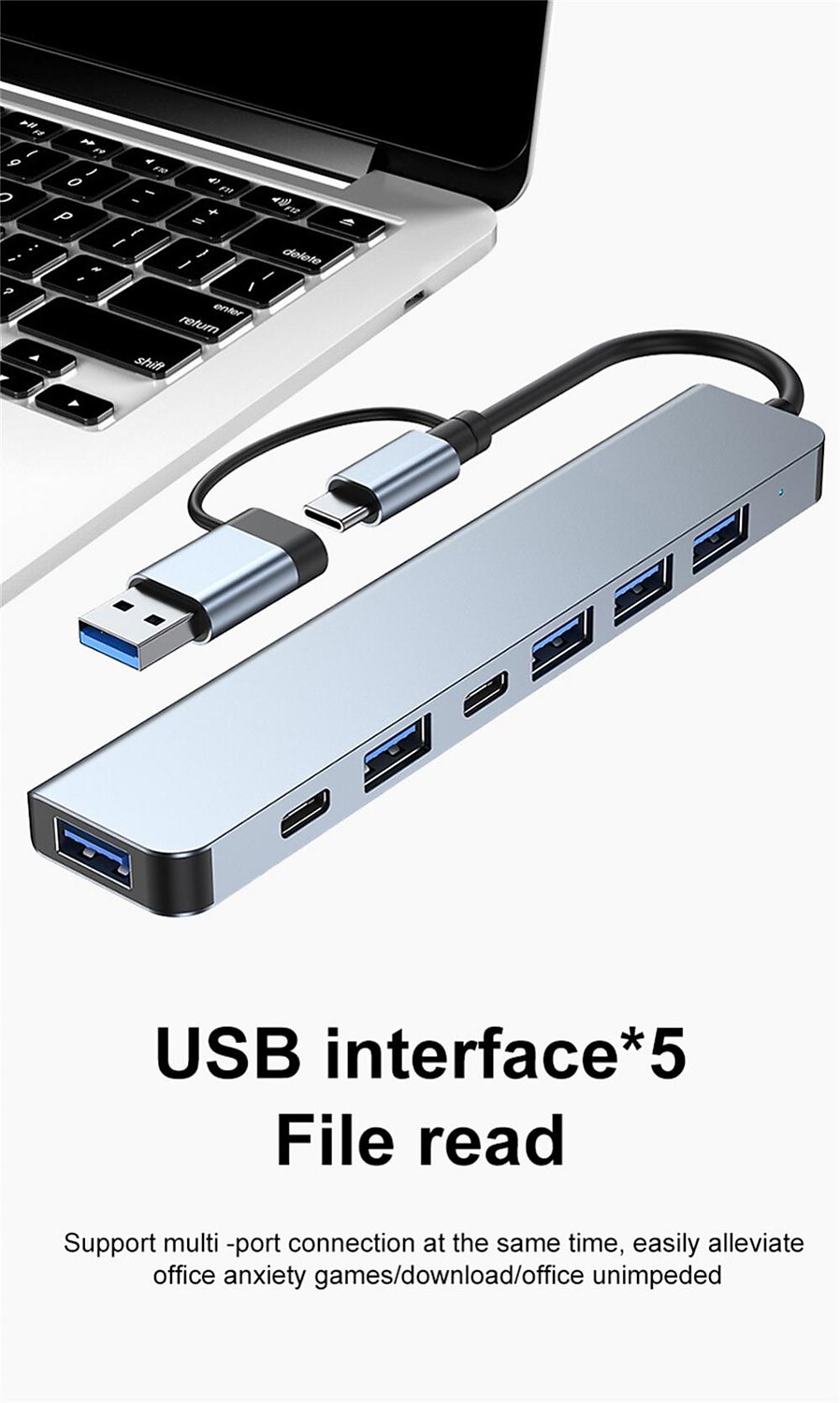 4/7/8 In 1 USB3.0 Type C Extender Hub Docking Station Multi USB Splitter Multiport Adapter USB 3.0 2.0 TF SD Reader Slot For for Mac Pro Mini iPad Pro Surface Pro lash Drive Mobile HDD 2025 - $16.99 –P1