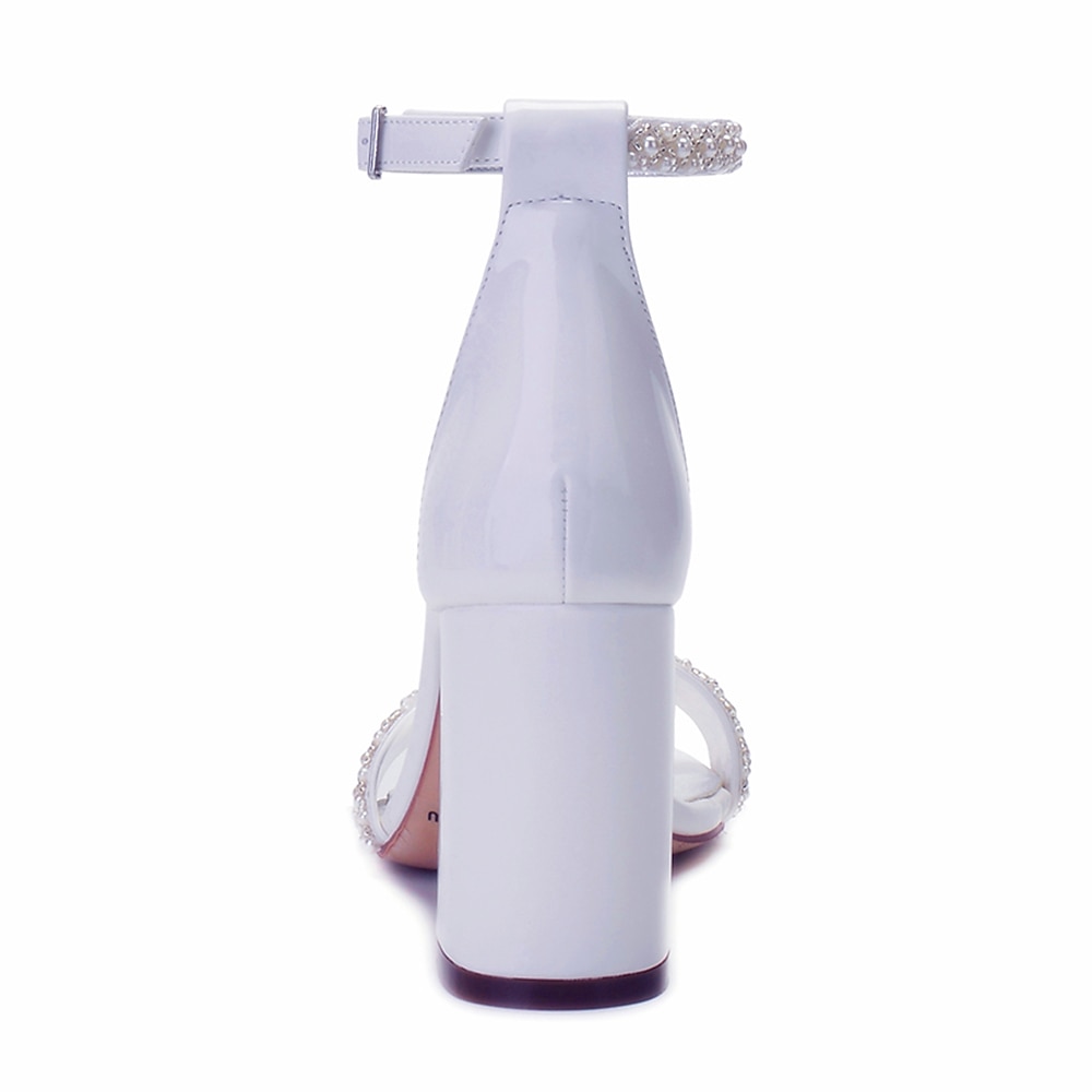 Per donna scarpe da sposa Stiletto Scarpe Bling Bling Scarpe da sposa Quadrato Occhio di pernice Vintage Similpelle Bianco Avorio del 2026 a $54.99 –P11